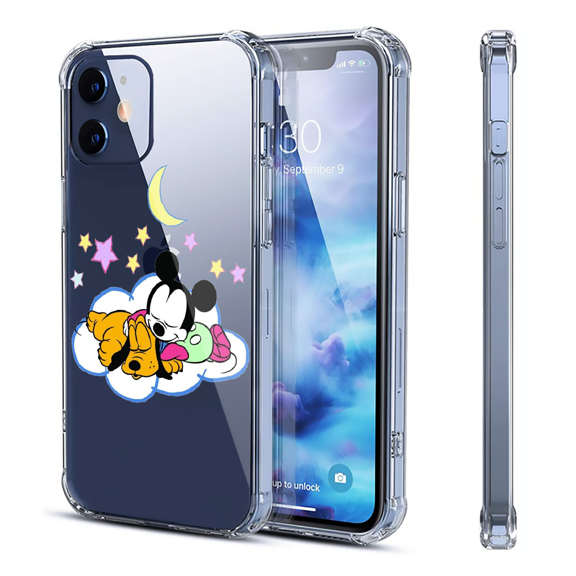 （画像用） ミッキーマウス Mickey Mouse 【iPhone 12シリーズ対応】透明スマホケース（クリアソフトケース）